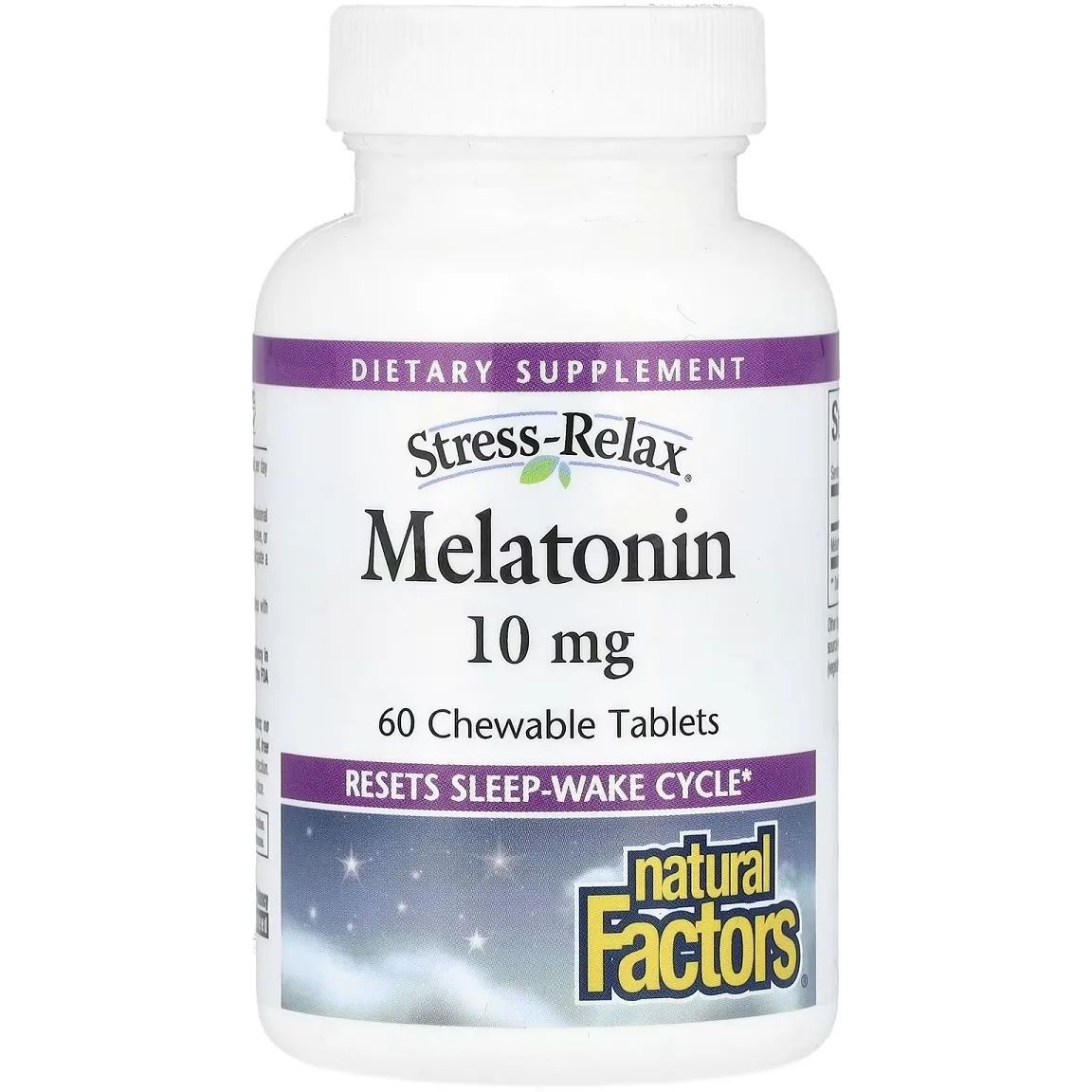 Мелатонін Natural Factors Stress Relax Melatonin 10 мг 60 жувальних таблеток - фото 1