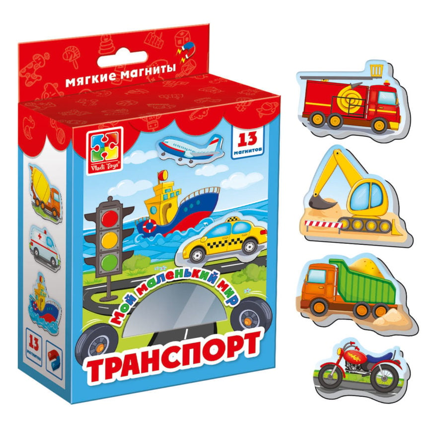 М'які магніти Vladi Toys Мій маленький світ Транспорт, укр. мова (VT3106-12) - фото 2
