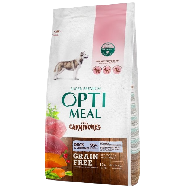 Беззерновий сухий корм для собак Optimeal, качка та овочі, 10 кг (B1731301) - фото 1