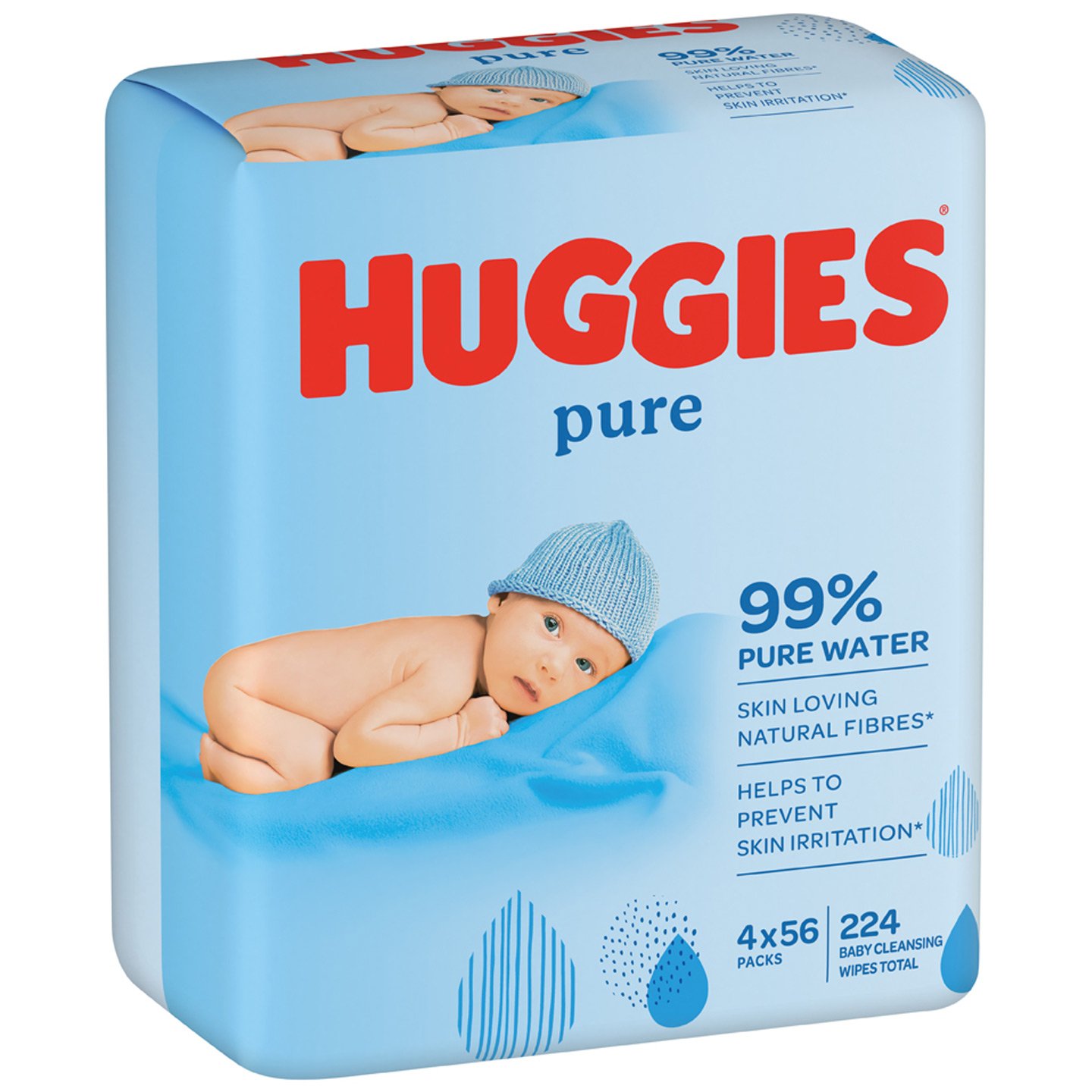 Влажные салфетки Huggies Pure, 224 шт. (4 уп. по 56 шт.) - фото 3