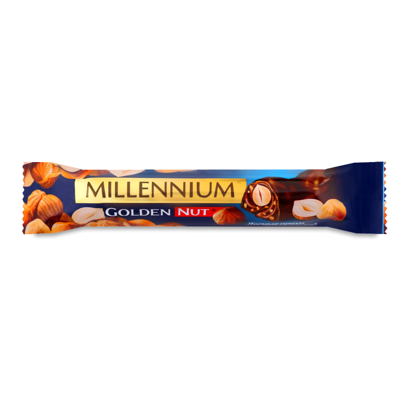 Шоколад молочный Millennium GoldenNut с цельным орехом, 40 г (576837) - фото 1