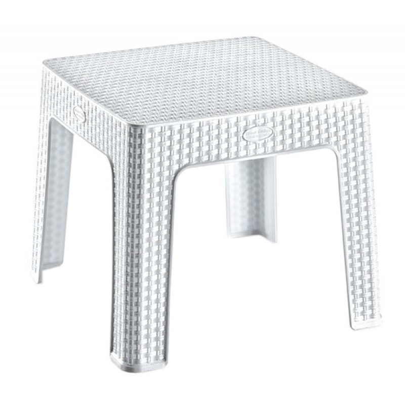 Кавовий столик Irak Plastik під ротанг, 45х45 см, білий (HS700) - фото 1