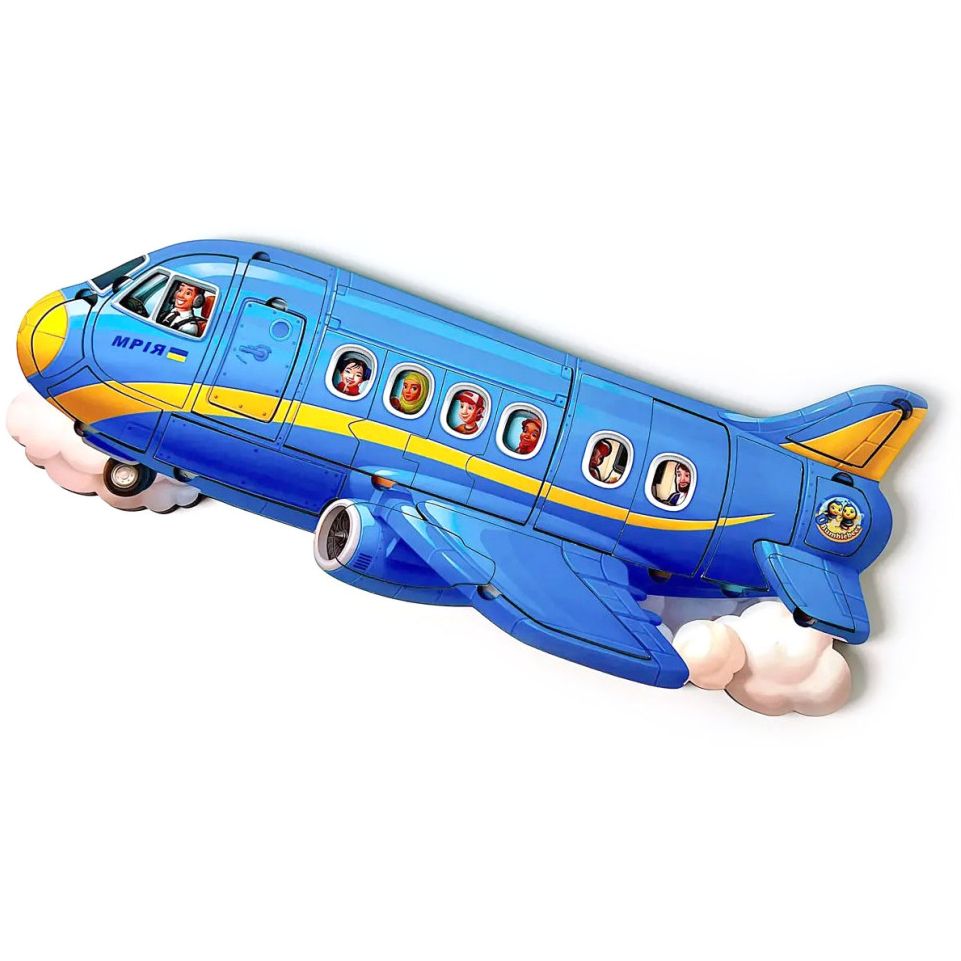 Деревянный Пазл-вкладыш Самолет Ubumblebees (ПСФ161) PSF161 - фото 1
