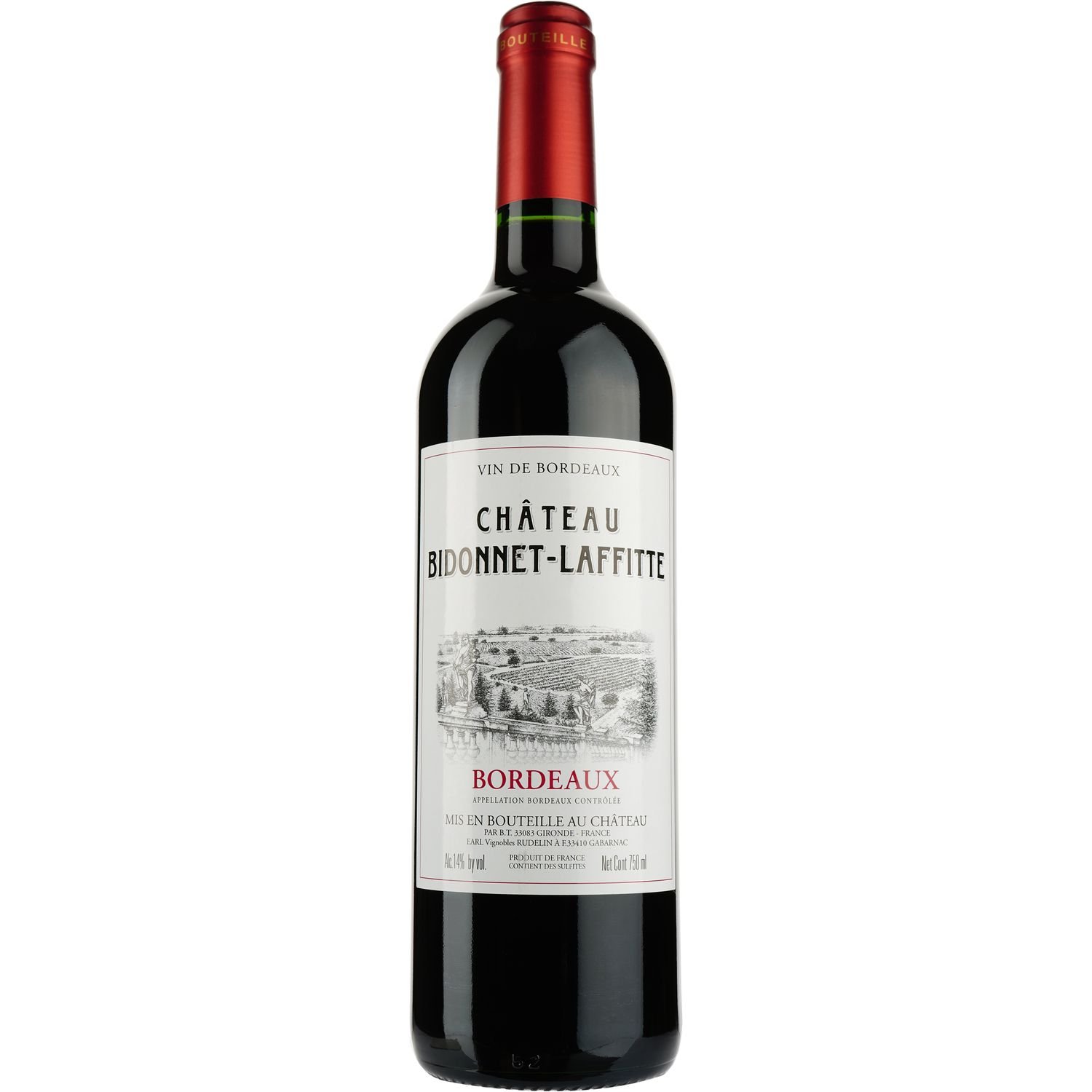 Вино Chateau Bidonnet-Laffitte AOP Bordeaux 2017, червоне, сухе, 0,75 л - фото 1