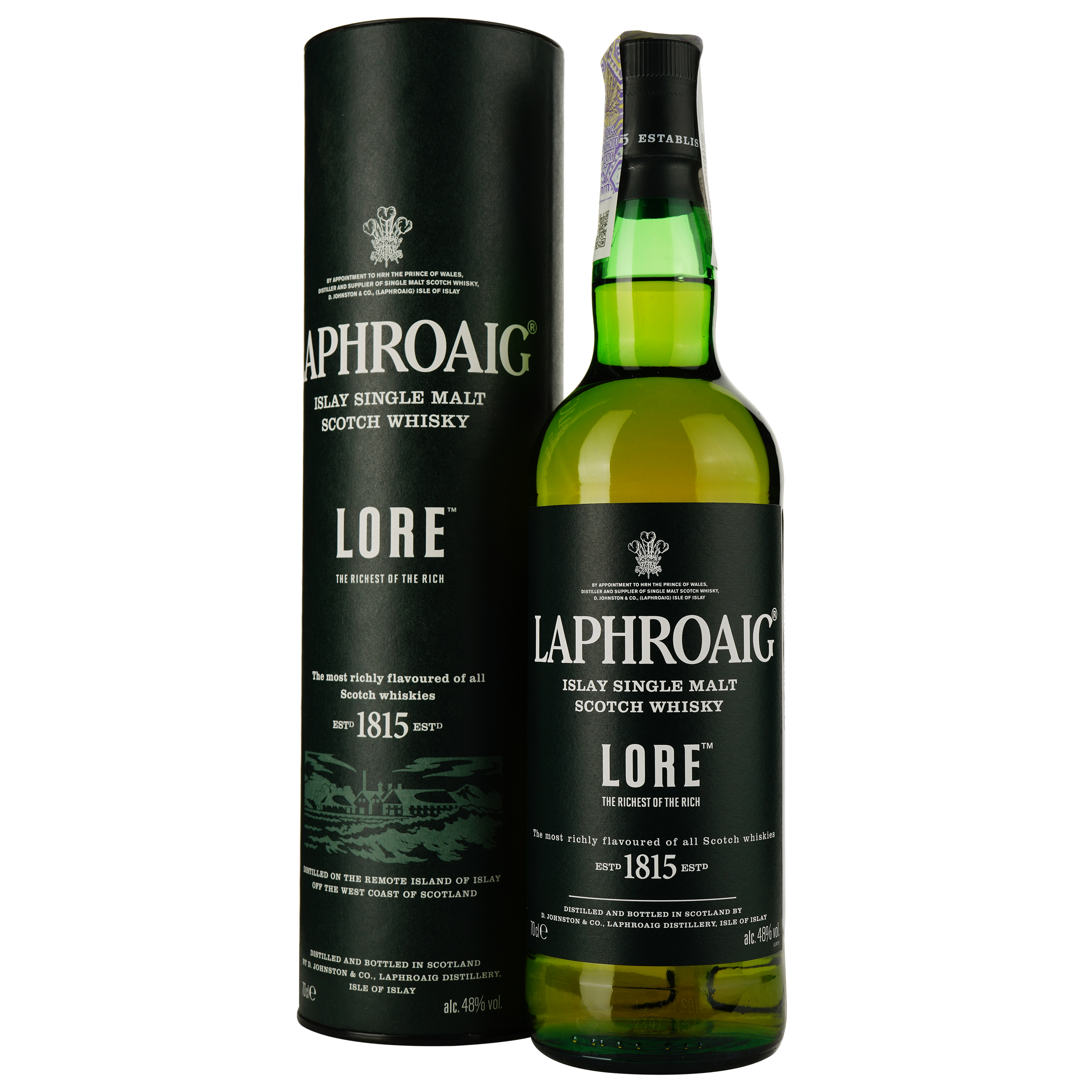 Виски Laphroaig Lore Single Malt Scotch Whisky 48% 0.7 л в тубусе - фото 1