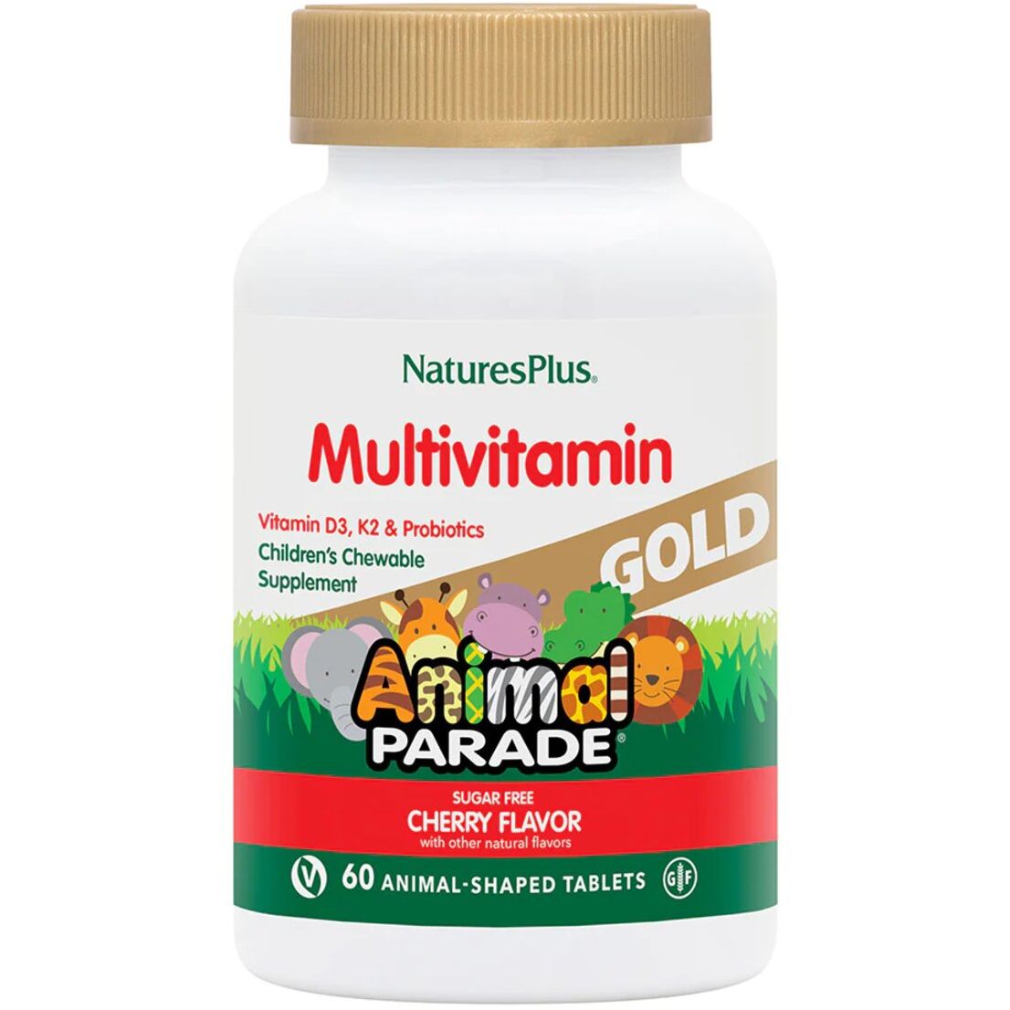 Мультивитамины для детей Nature's Plus Animal Parade Gold со вкусом вишни 60 таблеток (NTP29931) - фото 1