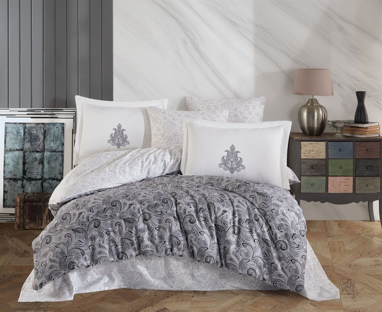 Комплект постельного белья Hobby Exclusive Sateen Mirabel, евростандарт, сатин, серый (168114) - фото 1