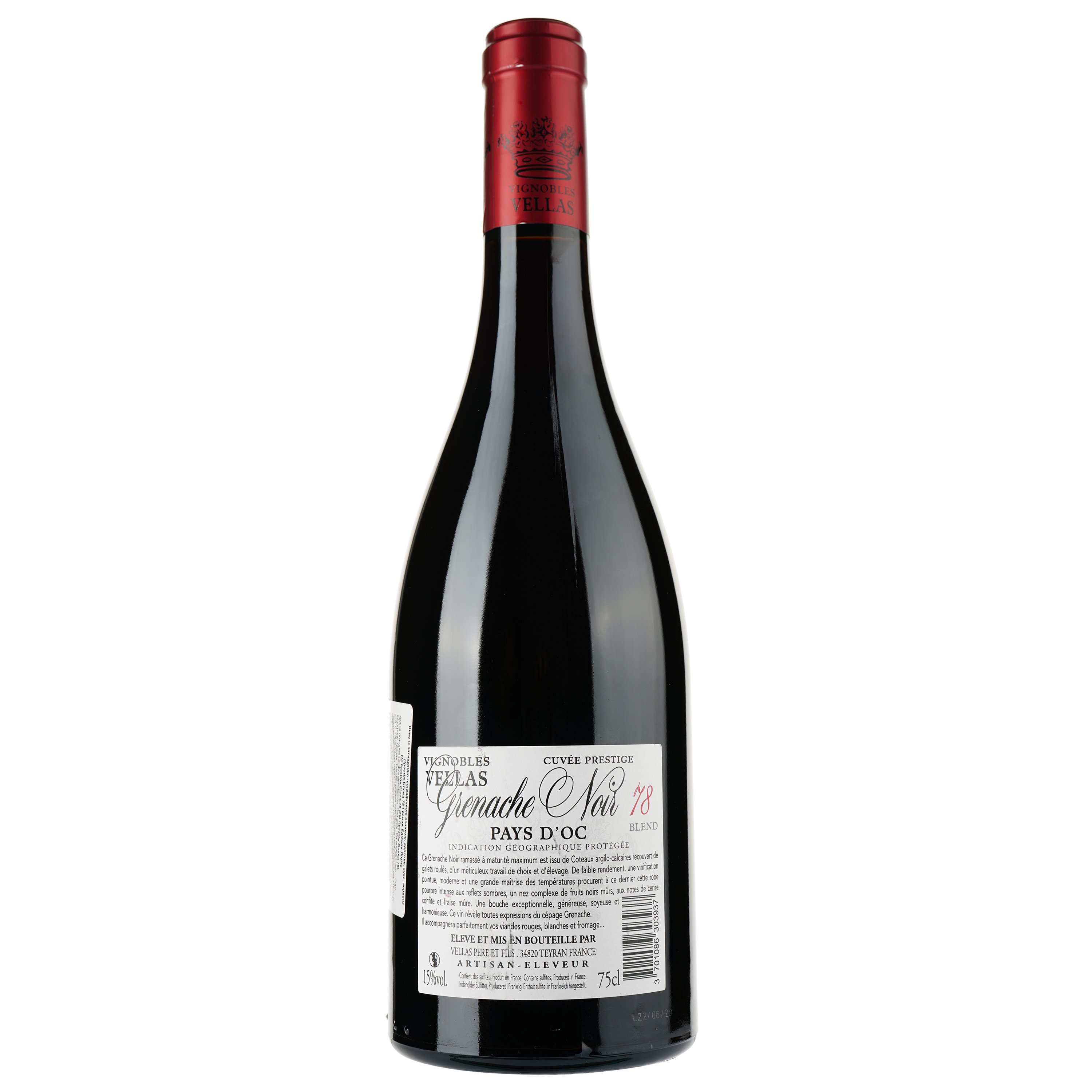 Вино Vignobles Vellas Grenache Noir 78 Blend Edition Limitee IGP Pays D'Oc, червоне, сухе, 0,75 л - фото 2