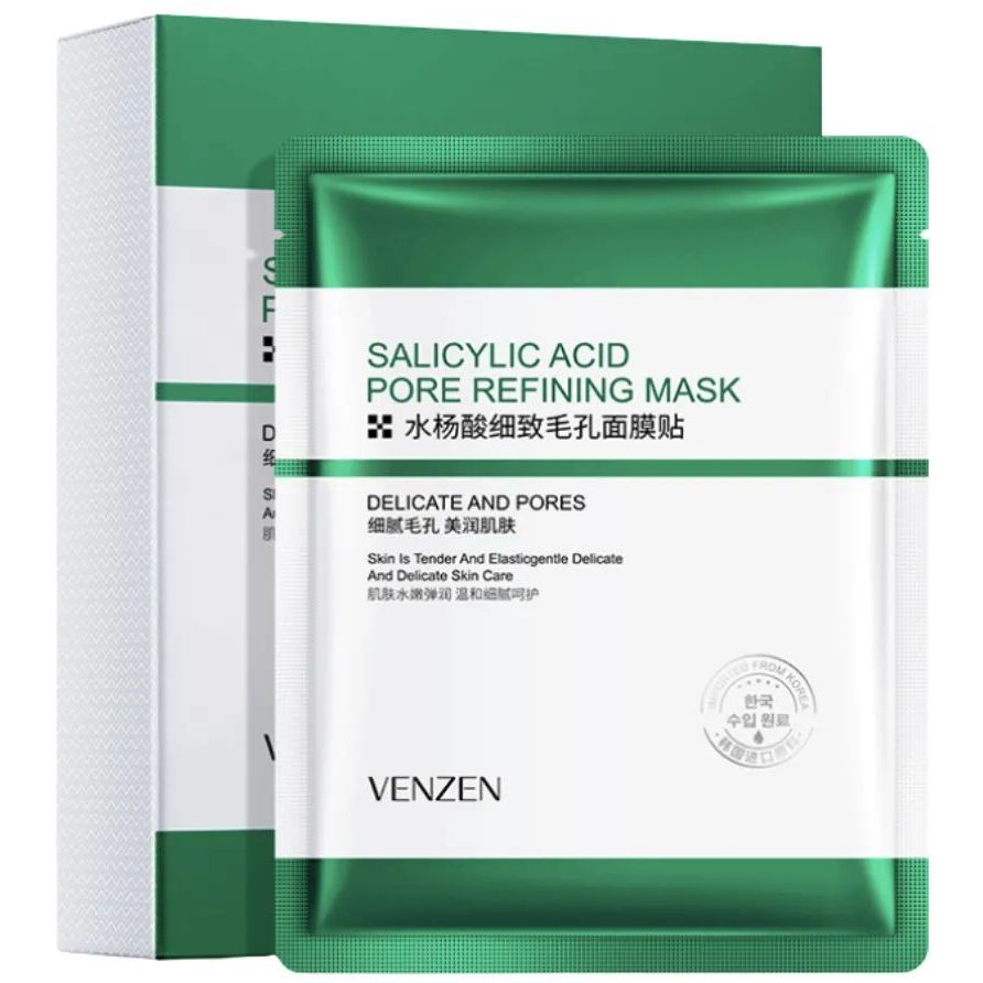 Тканинна маска Venzen salicylic acid pore refining mask для проблемної шкіри, з саліциловою кислотою, 25 г - фото 1