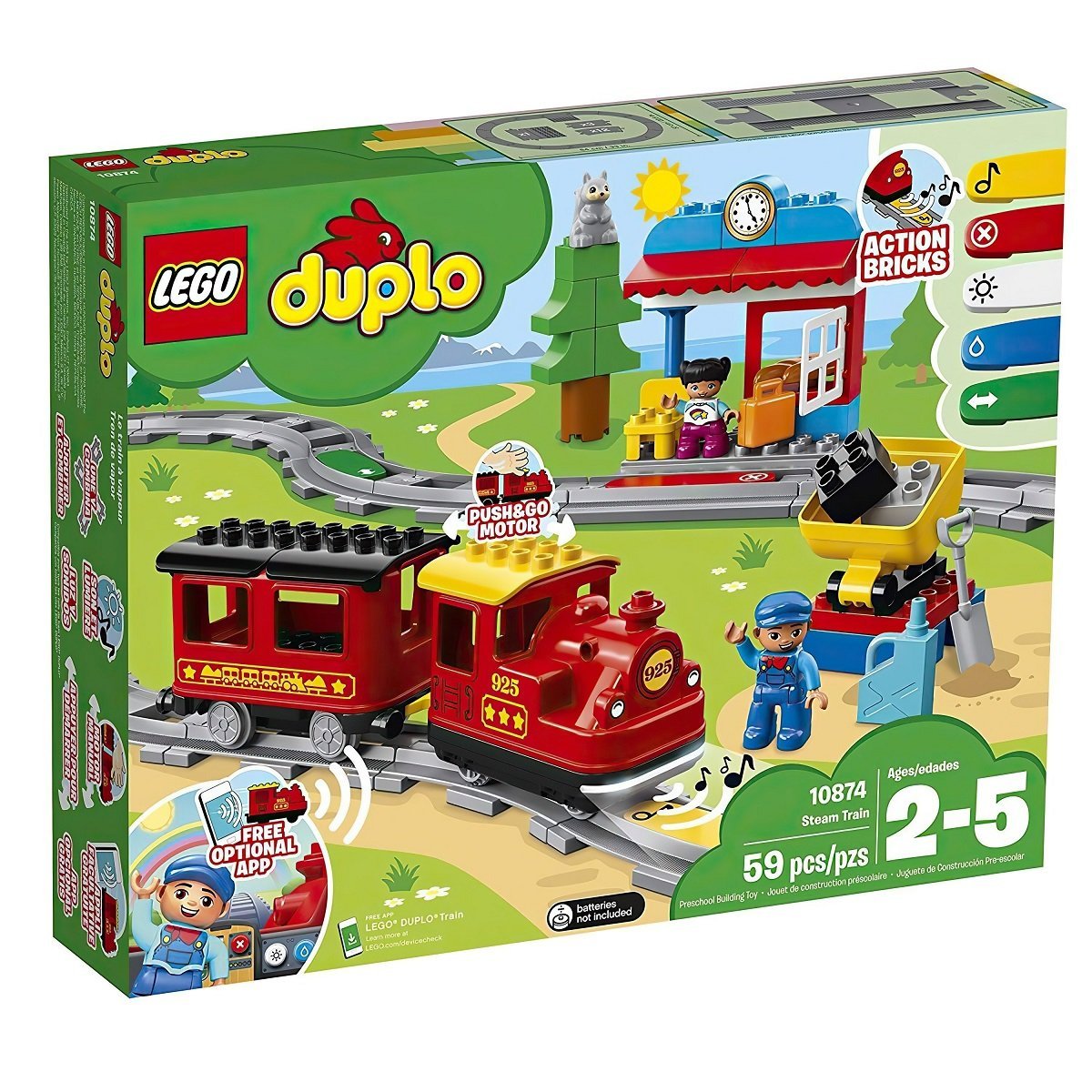 Конструктор LEGO DUPLO Town Паровоз, 59 деталей (10874) - фото 2