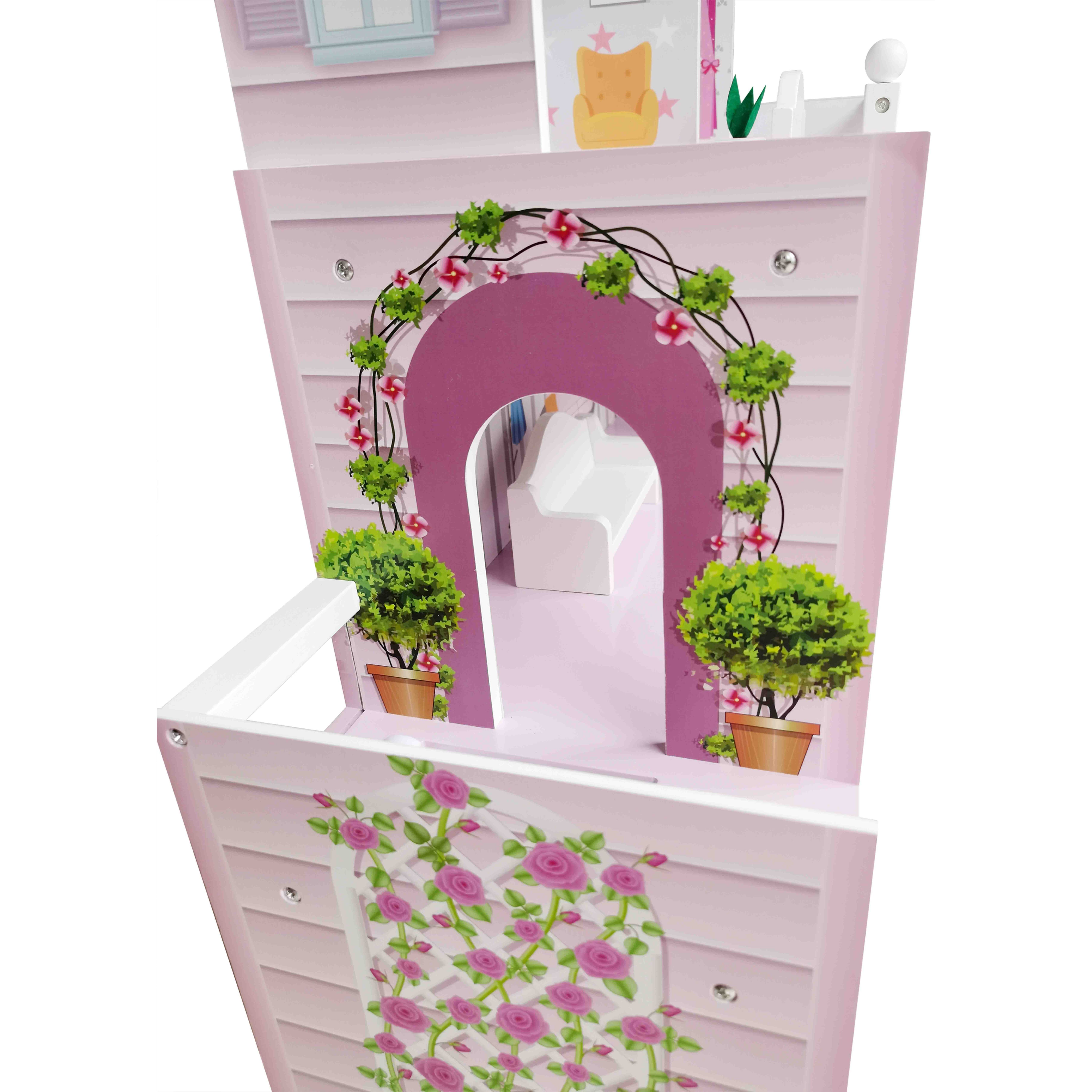 Игрушечный домик деревянный FreeON розовый (47290) - фото 10