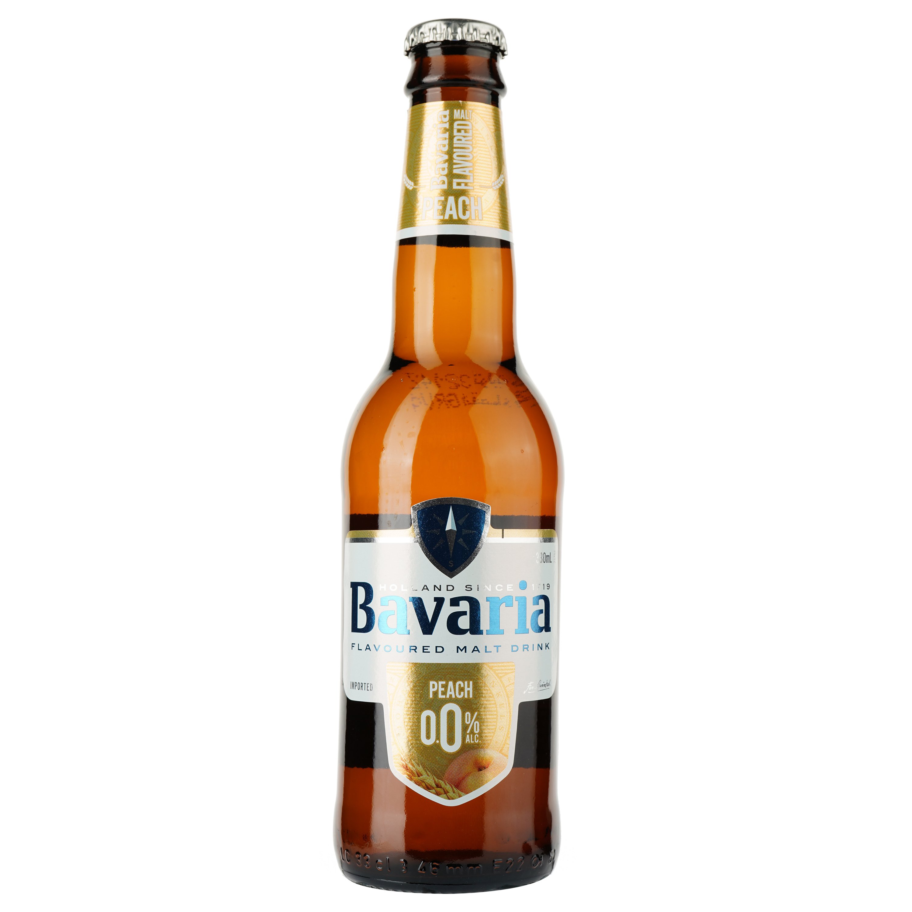 Пиво Bavaria Персик, безалкогольне, світле, фільтроване, 0,33 л - фото 1