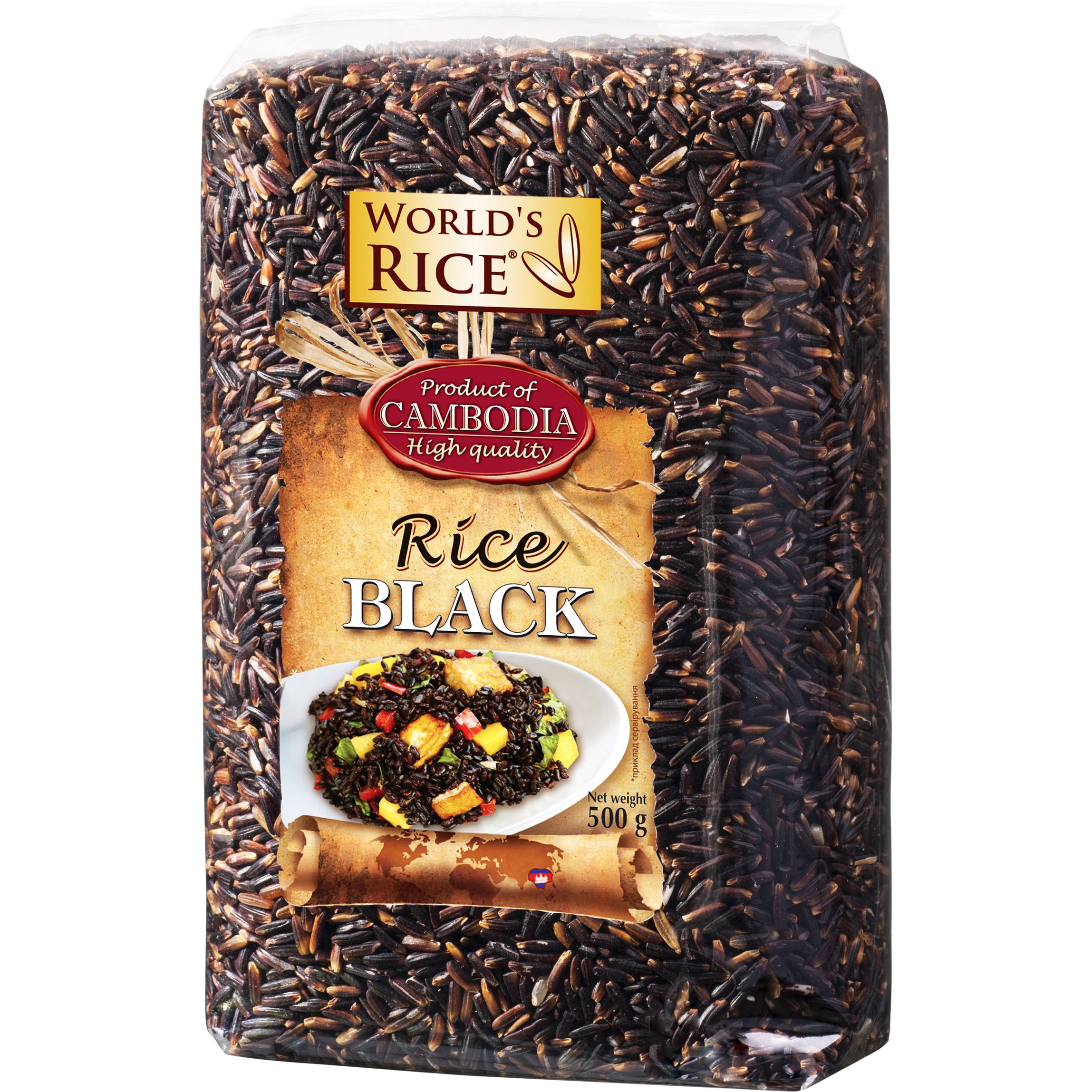 Рис черный длиннозернистый нешлифованный World's Rice 500 г - фото 1