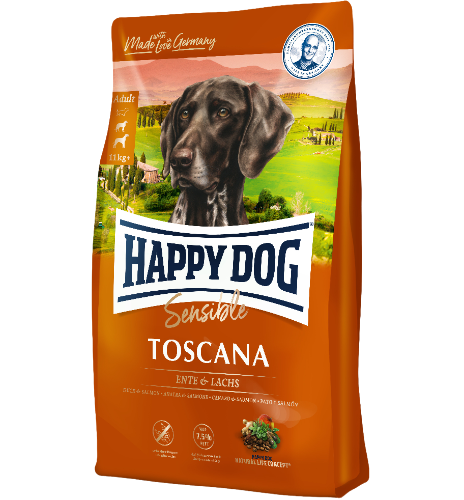 Сухой корм для стерилизованных собак и собак с избыточным весом Happy Dog Sensible Toscana, с уткой и лососем, 4 кг (3541) - фото 1