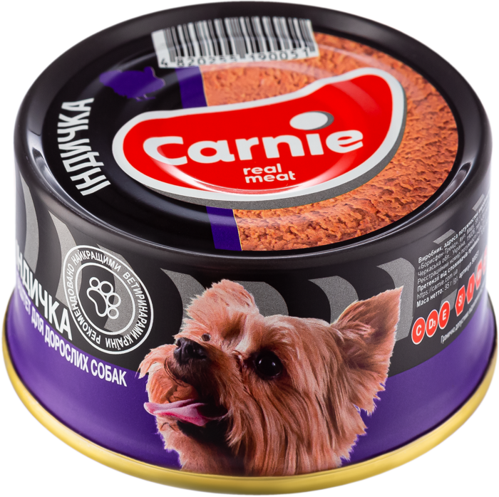 Вологий корм для собак Carnie Паштет м'ясний, з індичкою, 90 г (90051) - фото 1