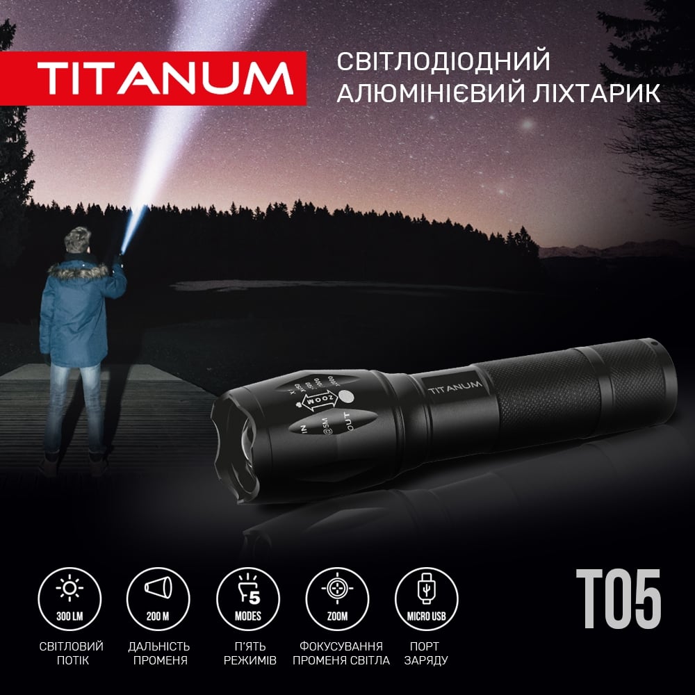 Ліхтар портативний Videx Titanum 300 Lm 6500 K (TLF-T05) - фото 3