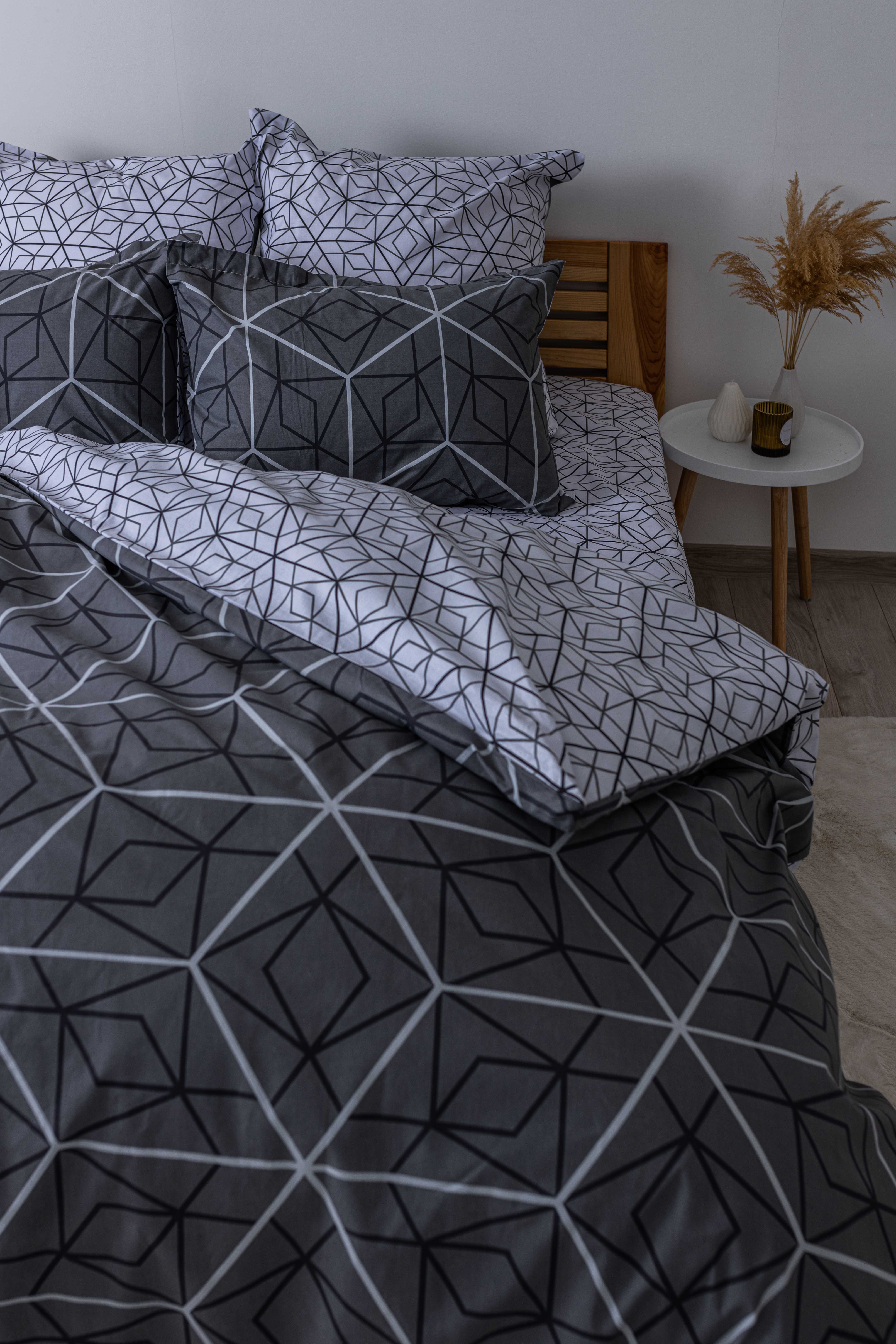 Комплект постельного белья ТЕП Happy Sleep Quadro Star Grey полуторный серый с белым (2-03794_25738) - фото 4
