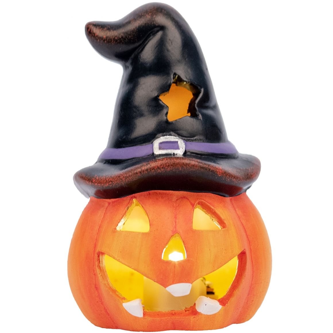 Статуэтка Yes! Fun Halloween Pumpkin in hat LED, 10 см (974188) - фото 1