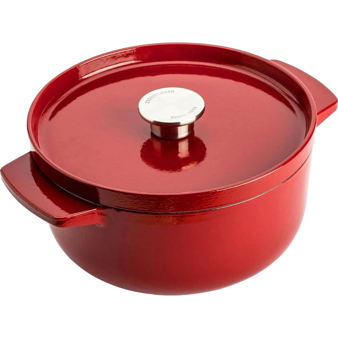 Каструля KitchenAid Cast Iron чавунна з кришкою 22 см 3.3 л червона (CCC006057-001) - фото 1