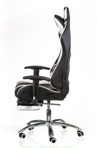 Геймерское кресло Special4you ExtremeRace с подставкой для ног черное с белым (E4732) - фото 3