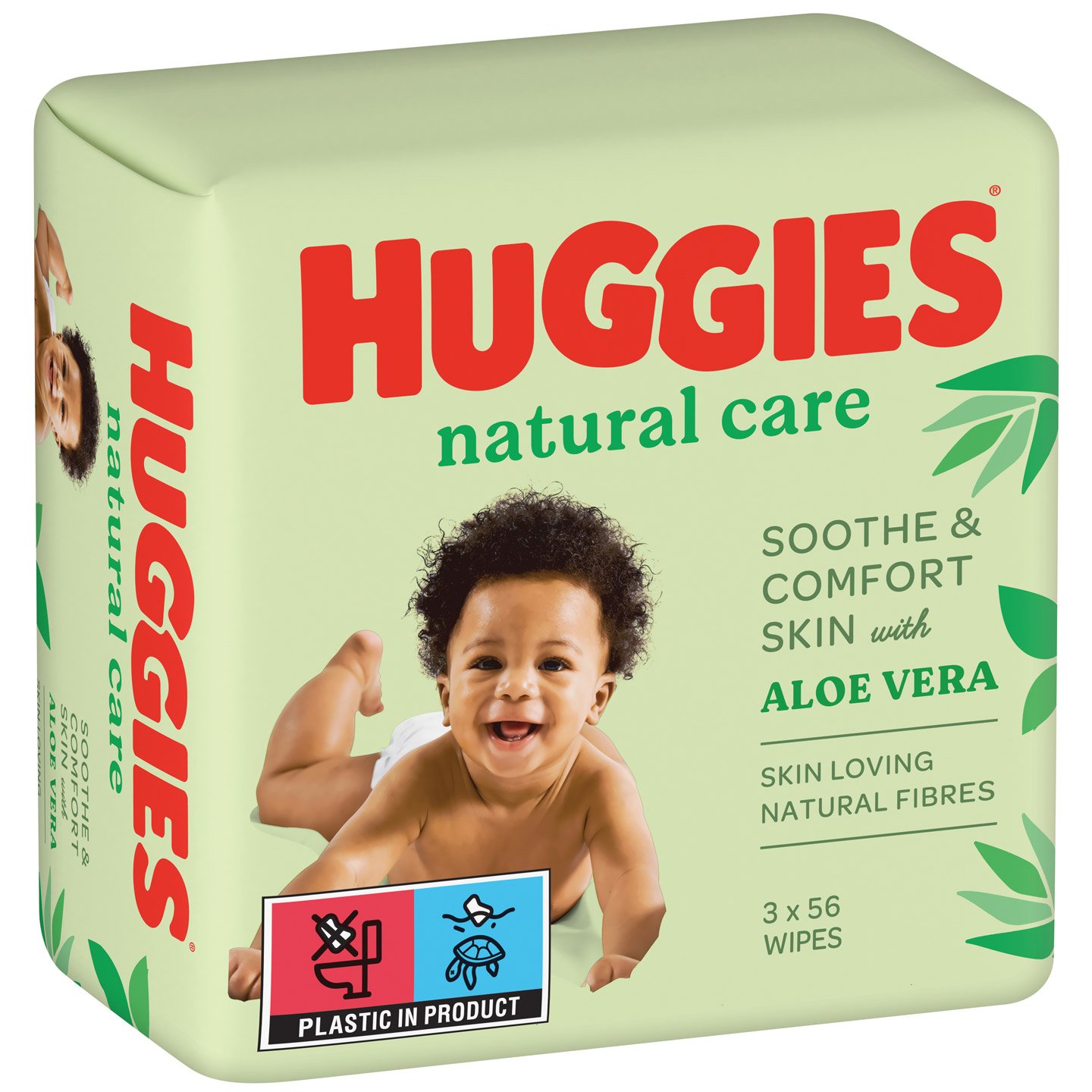 Вологі серветки Huggies Natural Care, 168 шт. (3 уп. по 56 шт.) - фото 2