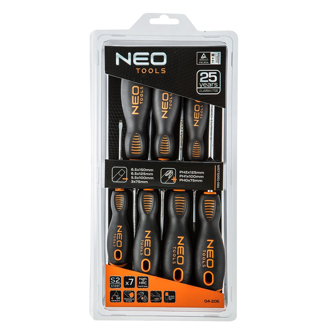 Набор отверток Neo Tools SL, PH, сталь S2 7 предметов (04-206) - фото 4