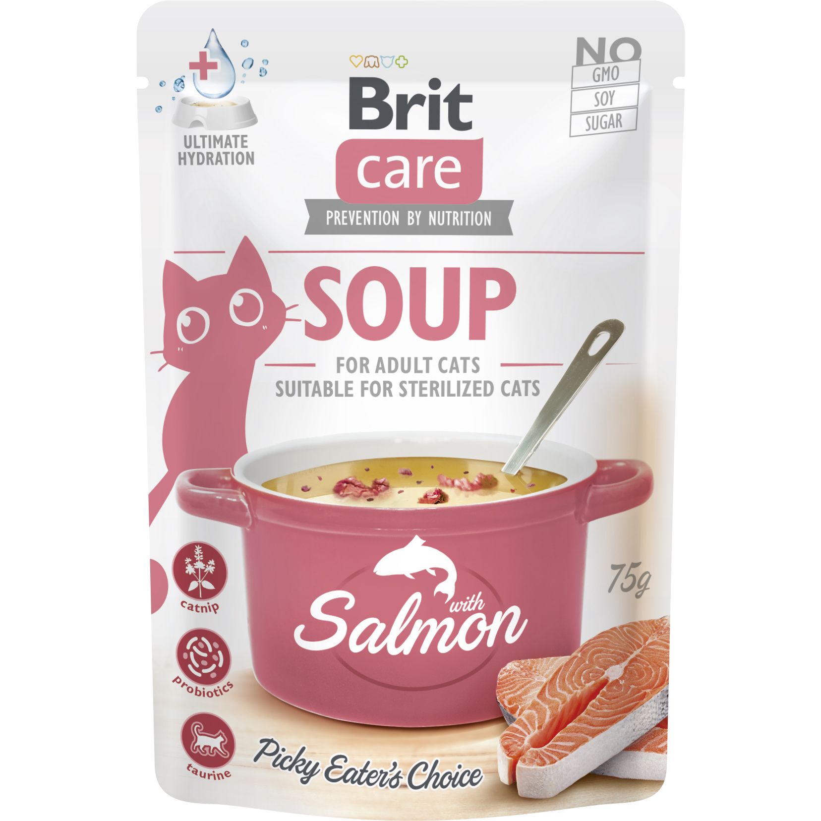 Вологий корм для котів Brit Care Soup з лососем 75 г - фото 1