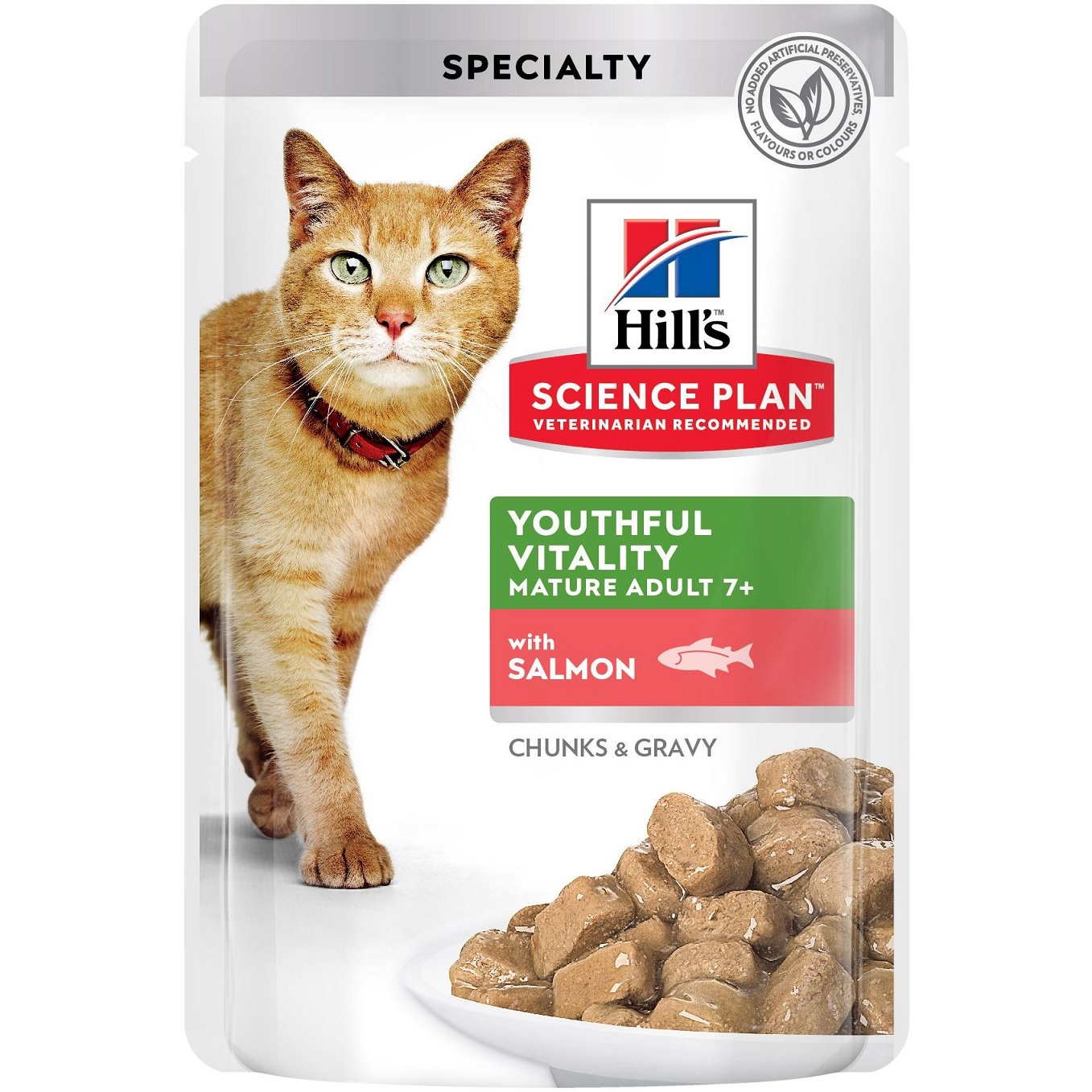 Влажный корм для зрелых кошек Hill's Science Plan Mature Adult 7+ Senior Vitality, от 7 лет, с лососем, 85 г - фото 1