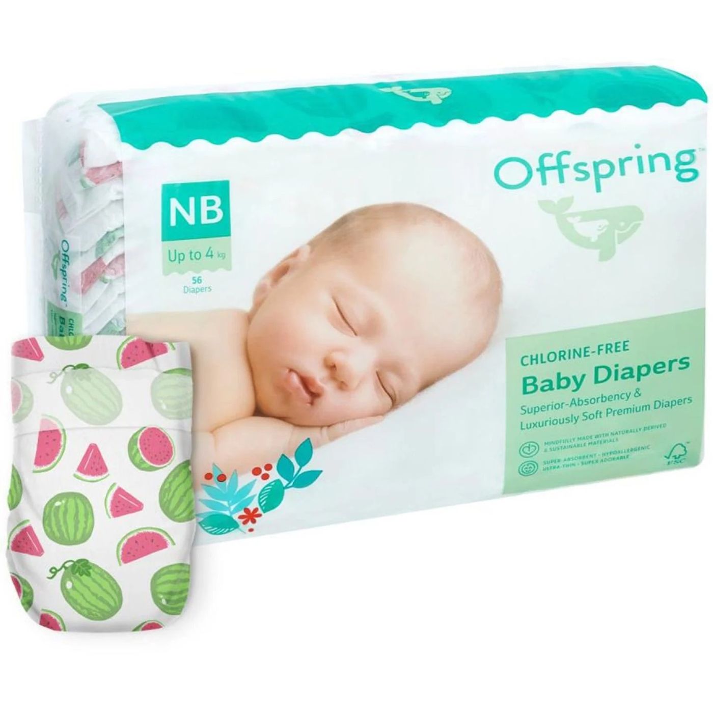 Підгузки Offspring Wondermelon NB (до 4 кг) 56 шт. (DP-OI-FAT-NB56P-WML) - фото 2