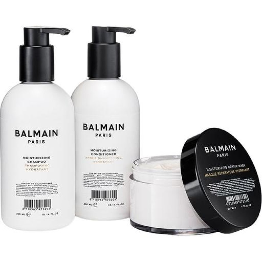Набор для ухода за волосами Balmain Moisturizing Care Set New Formula: шампунь 300 мл + кондиционер 300 мл + маска 200 мл - фото 1