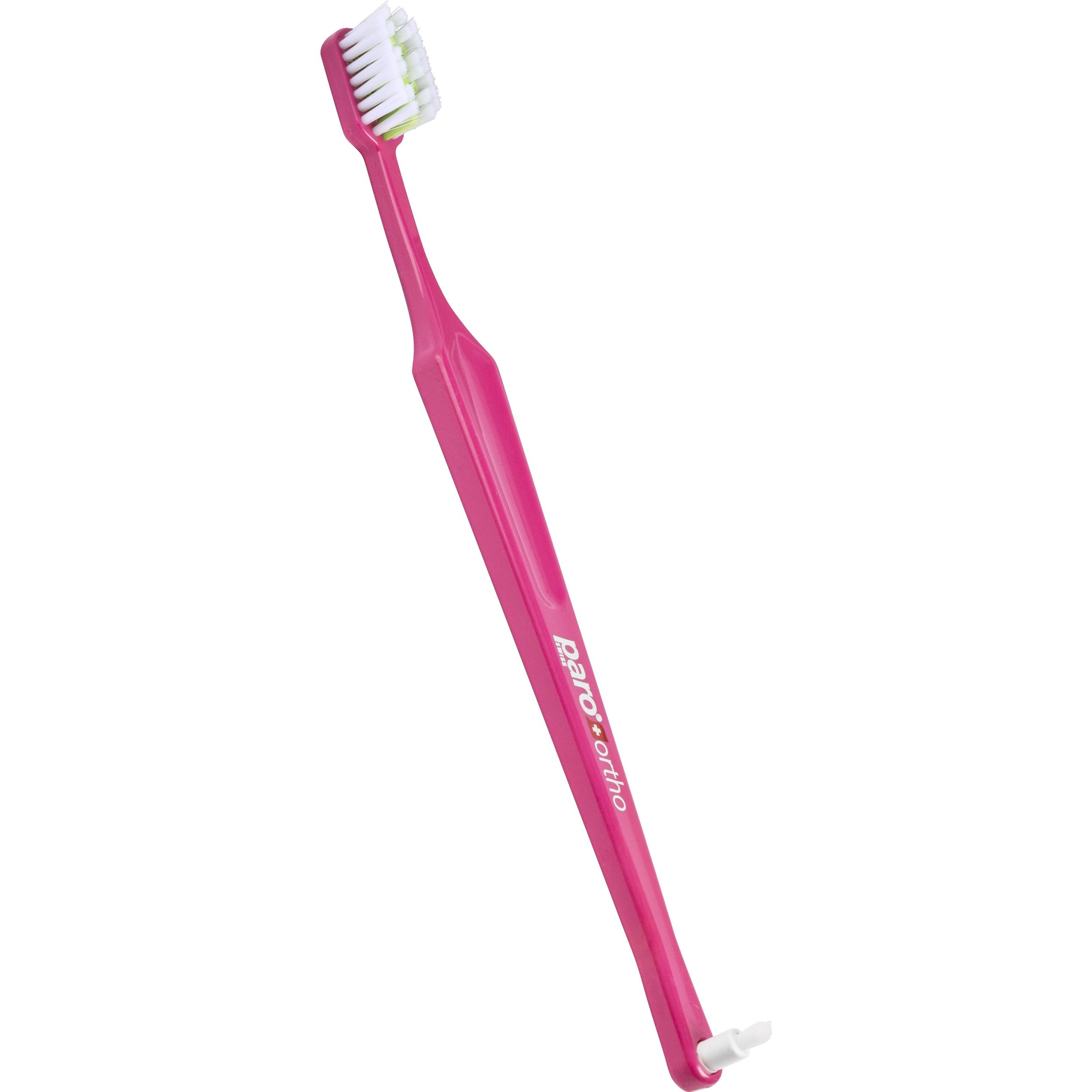 Зубная щетка Paro Swiss Ortho Brush ортодонтична с монопучковой насадкой розовая - фото 1
