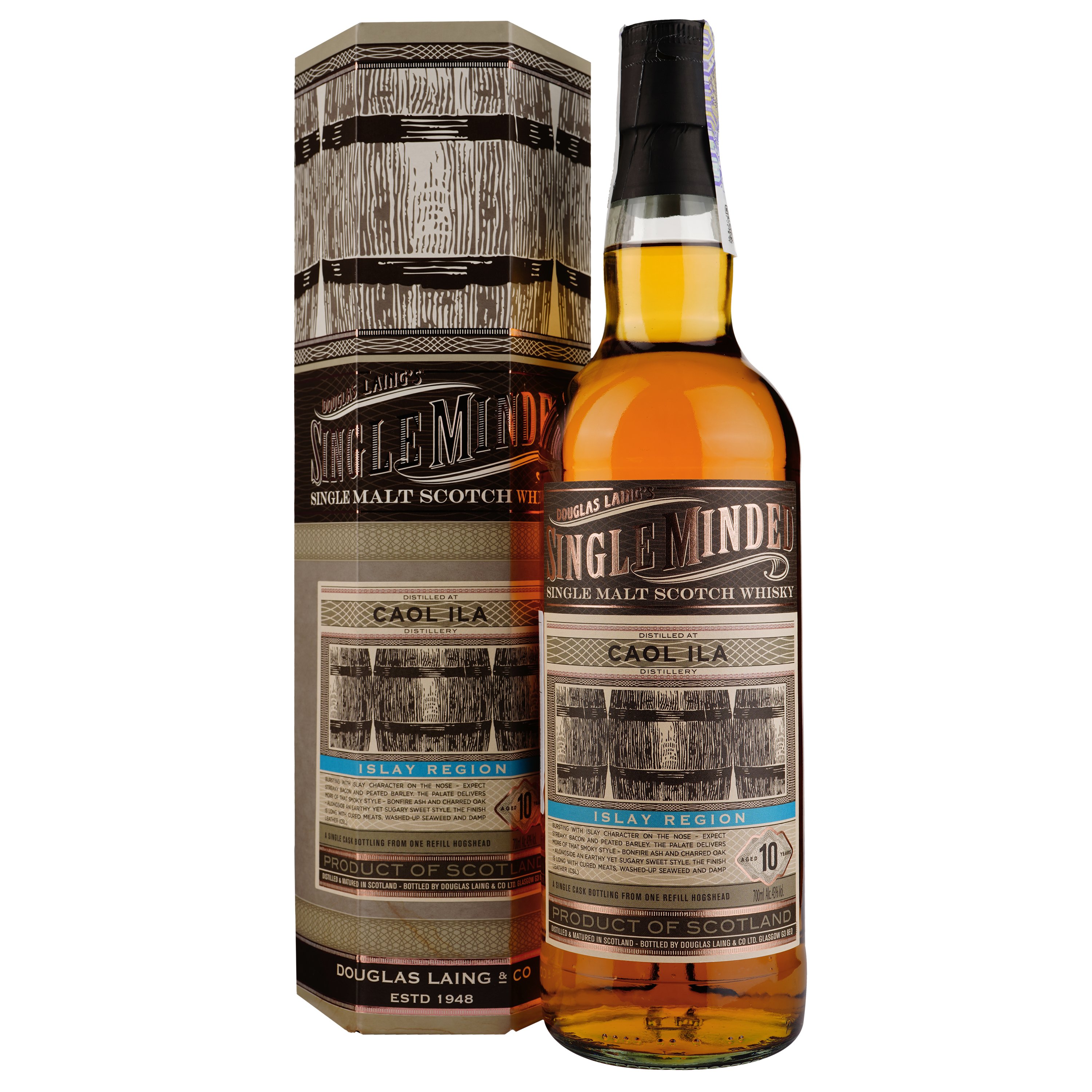 Віскі Single Minded Caol Ila 10 yo Single Malt Sotch Whisky, в подарунковій упаковці, 43%, 0,7 л, - фото 1