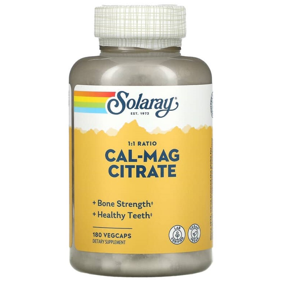 Кальцій і магній Solaray Cal-Mag Citrate High Potency 180 капсул - фото 1