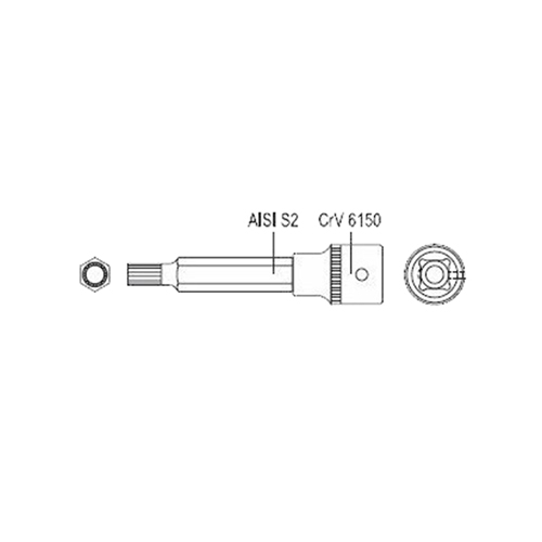 Головка торцевая Yato квадрат 1/2" Spline удлиненная M14 L= 100 мм (YT-04355) - фото 3