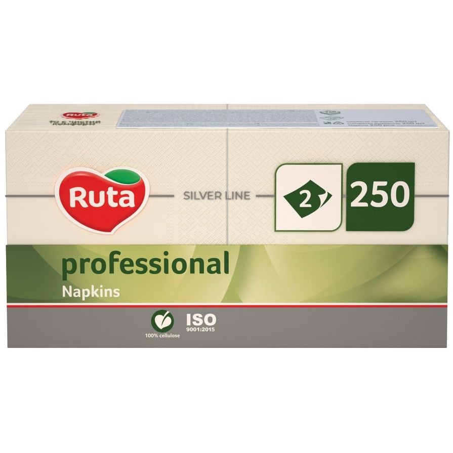 Серветки Ruta Professional, двошарові, 32,5х32,5 см, 250 шт., шампань - фото 1