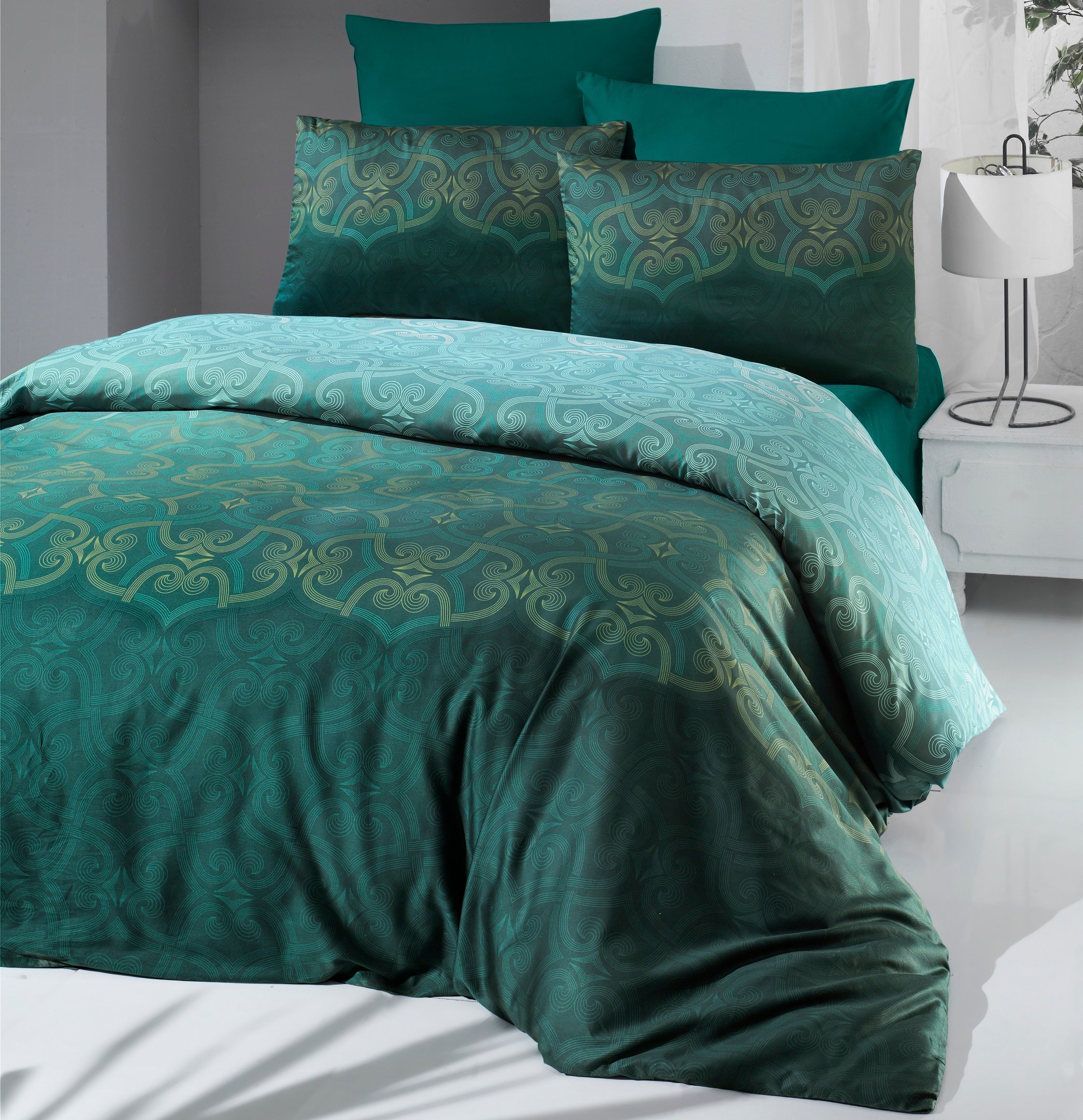 Комплект постельного белья Victoria Sateen Pandora Green, сатин, евростандарт, 220х200 см, зеленый (2200000551733) - фото 1