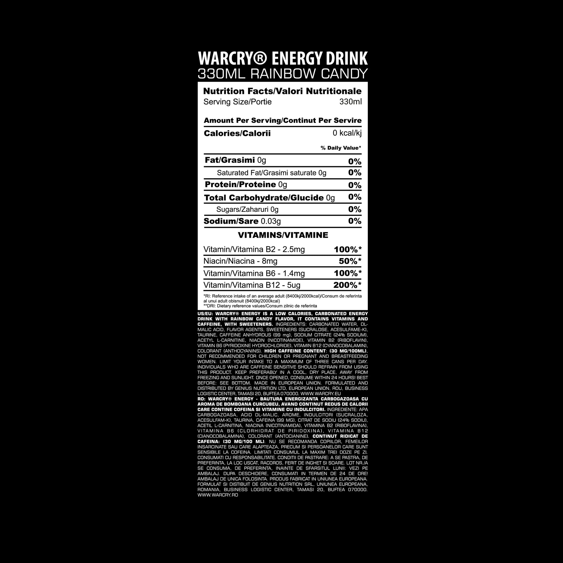 Передтренік Genius Nutrition Warcry Energy Drink Rainbow Candy 330 мл - фото 2
