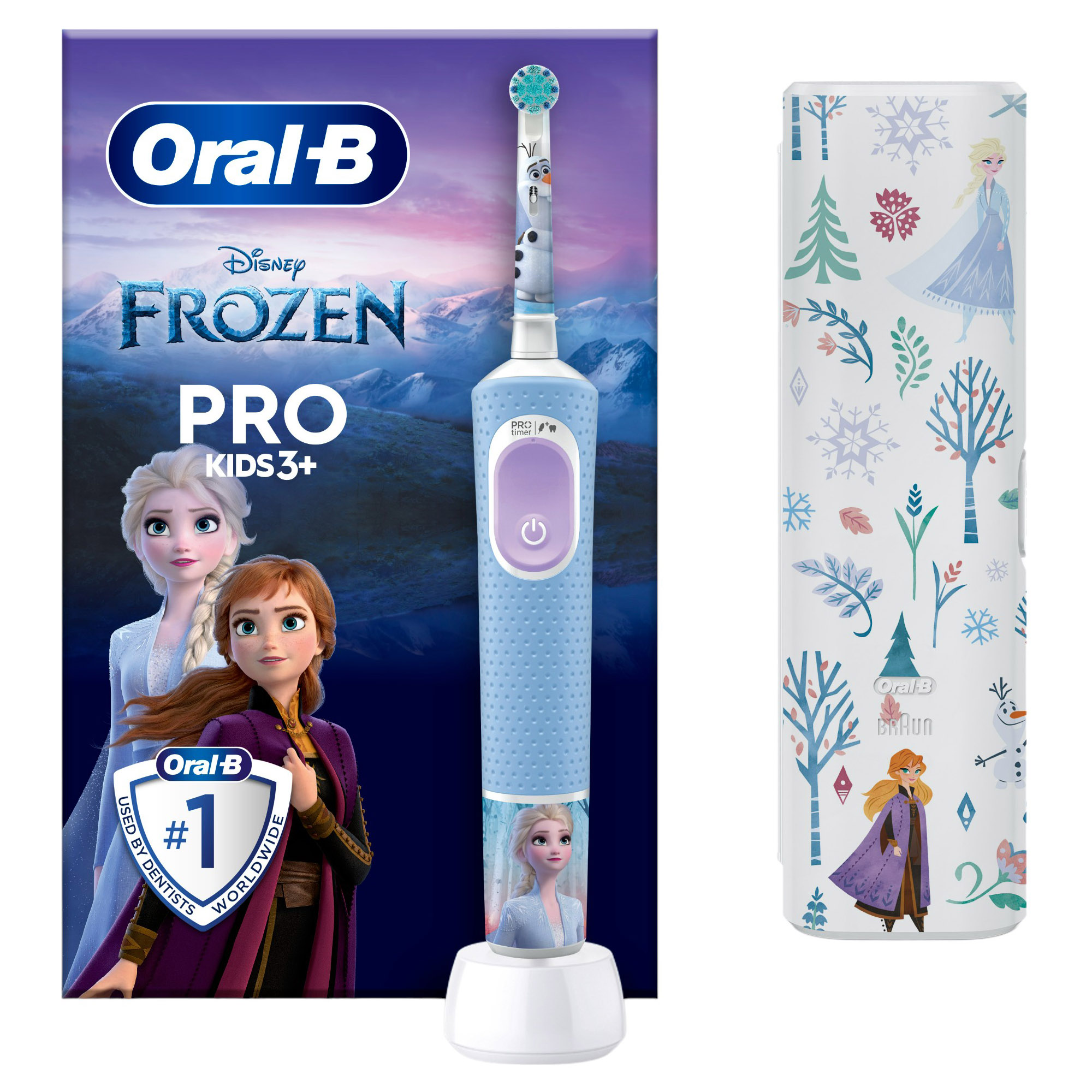 Детская электрическая зубная щетка Oral-B Kids Холодное Сердце 2 с футляром - фото 1