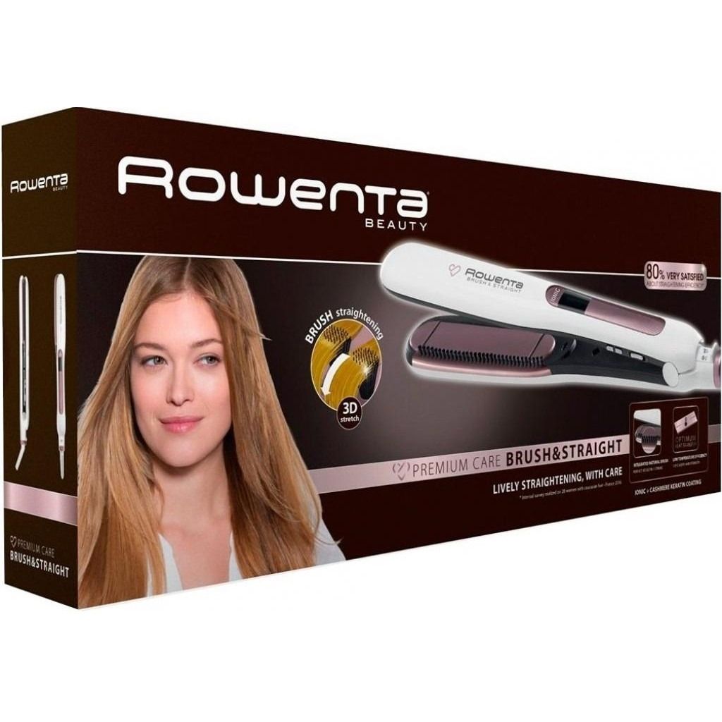 Выпрямитель для волос Rowenta Premium Care Brush and Straight белый (SF7510F0) - фото 5