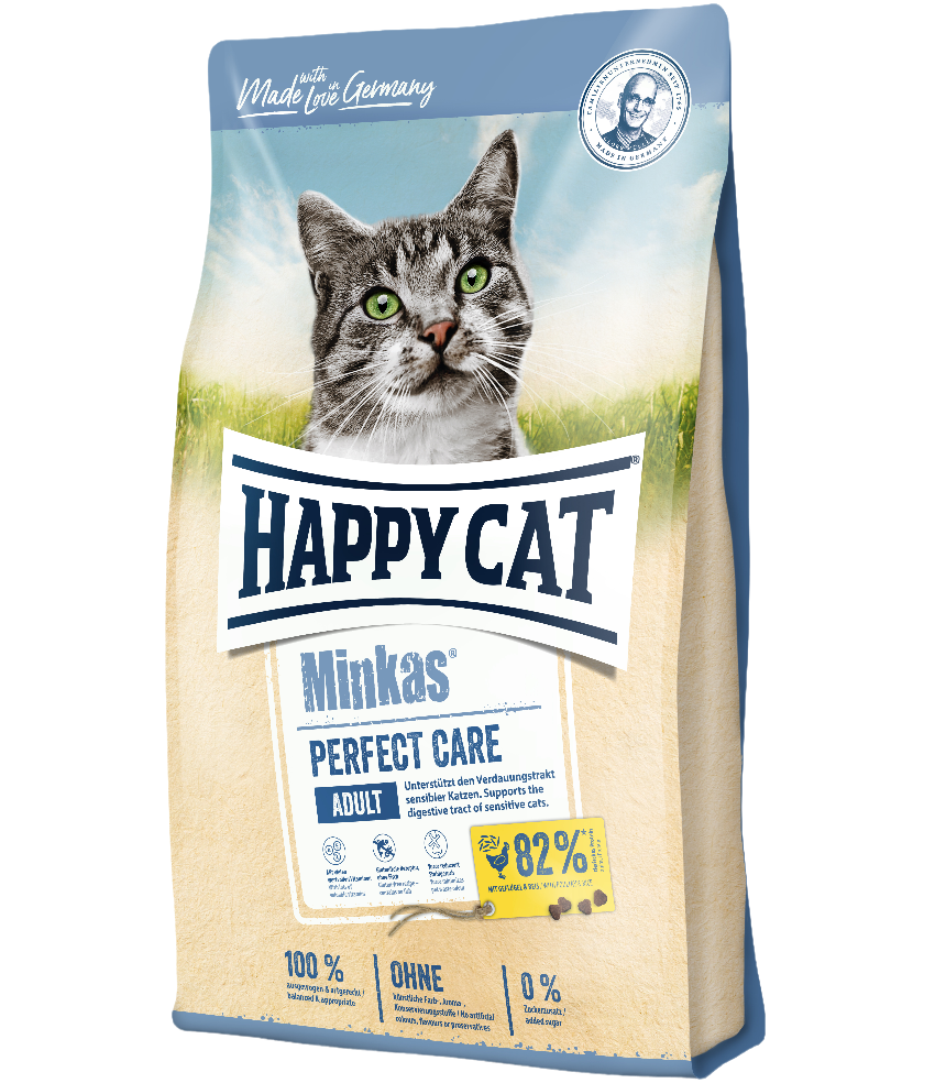 Сухой корм для взрослых кошек с чувствительным пищеварением Happy Cat Minkas Perfect Care, с птицей и рисом, 0,5 кг (70403) - фото 1