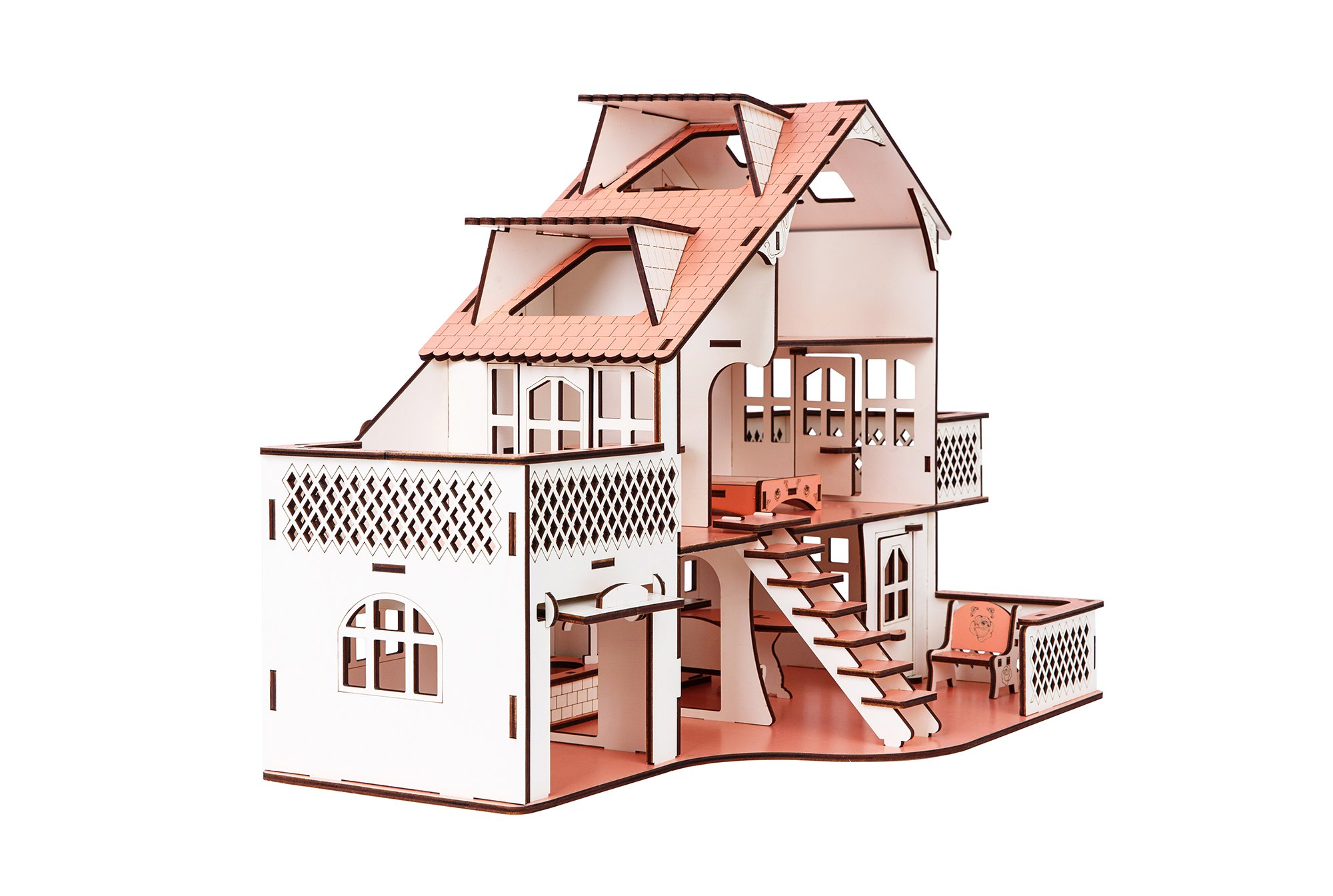 Кукольный дом GoodPlay, с гаражом, розовый (B010) - фото 4