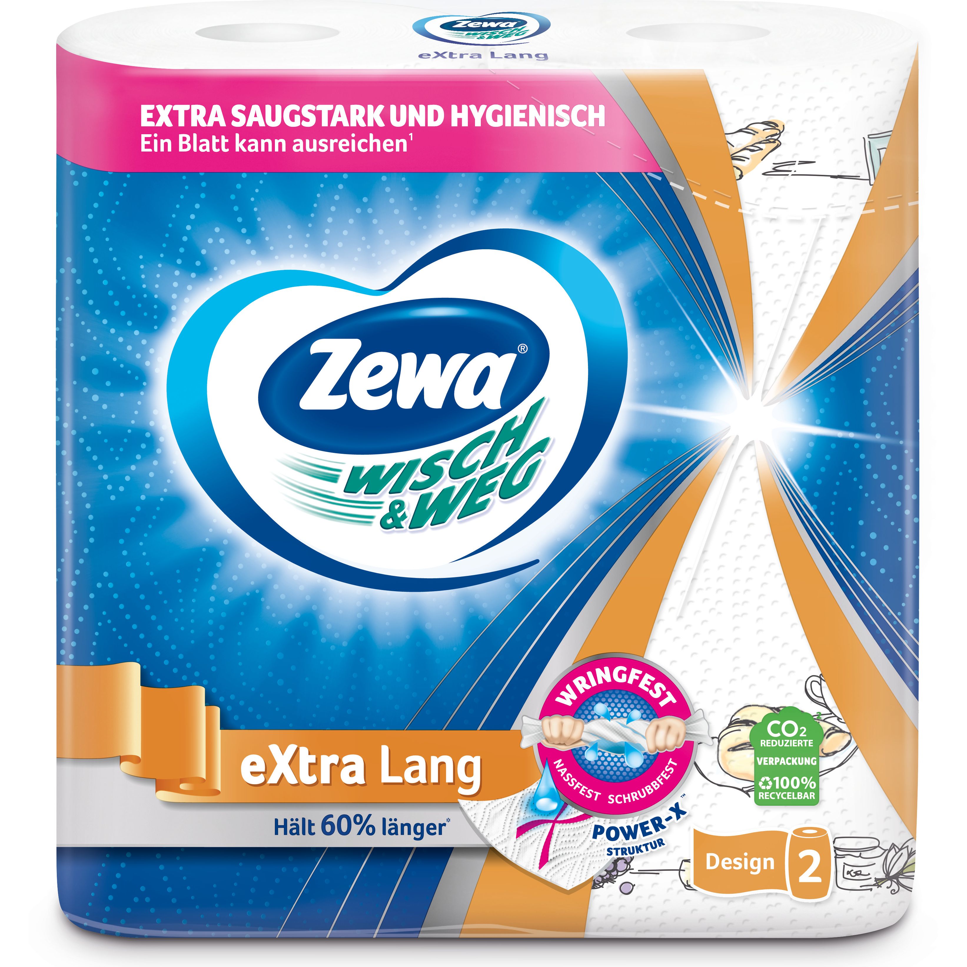 Бумажные полотенца Zewa Wisch Weg Design двухслойные 2 рулона - фото 2