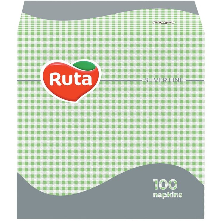 Салфетки Ruta, однослойные, 24х24 см, 100 шт., зеленые - фото 1
