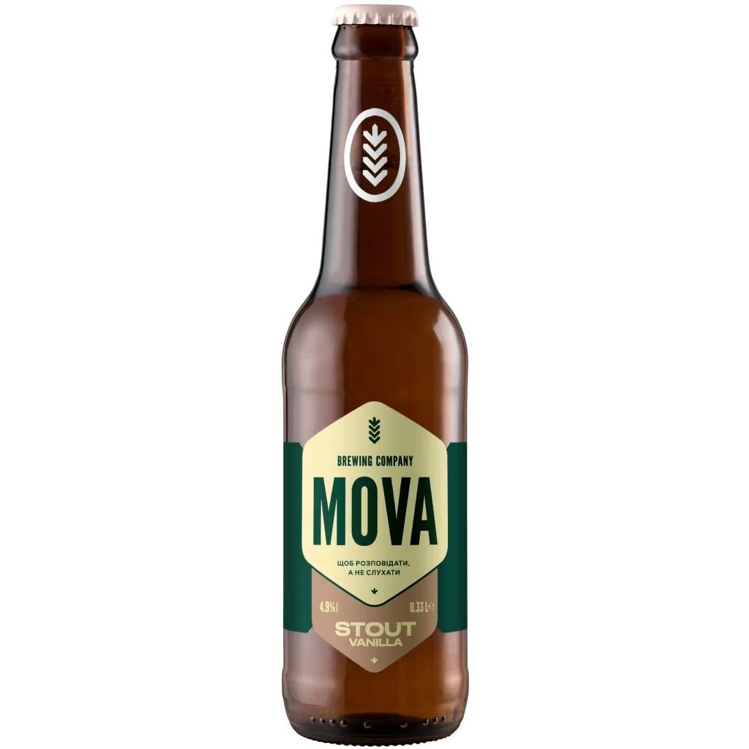 Пиво MOVA Stout Vanilla, темне, нефільтроване, 4,9%, 0,33 л - фото 1