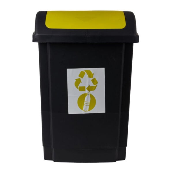 Відро для сміття Plast Team Swing, чорний з жовтою кришкою, 25 л (1341.5) - фото 1