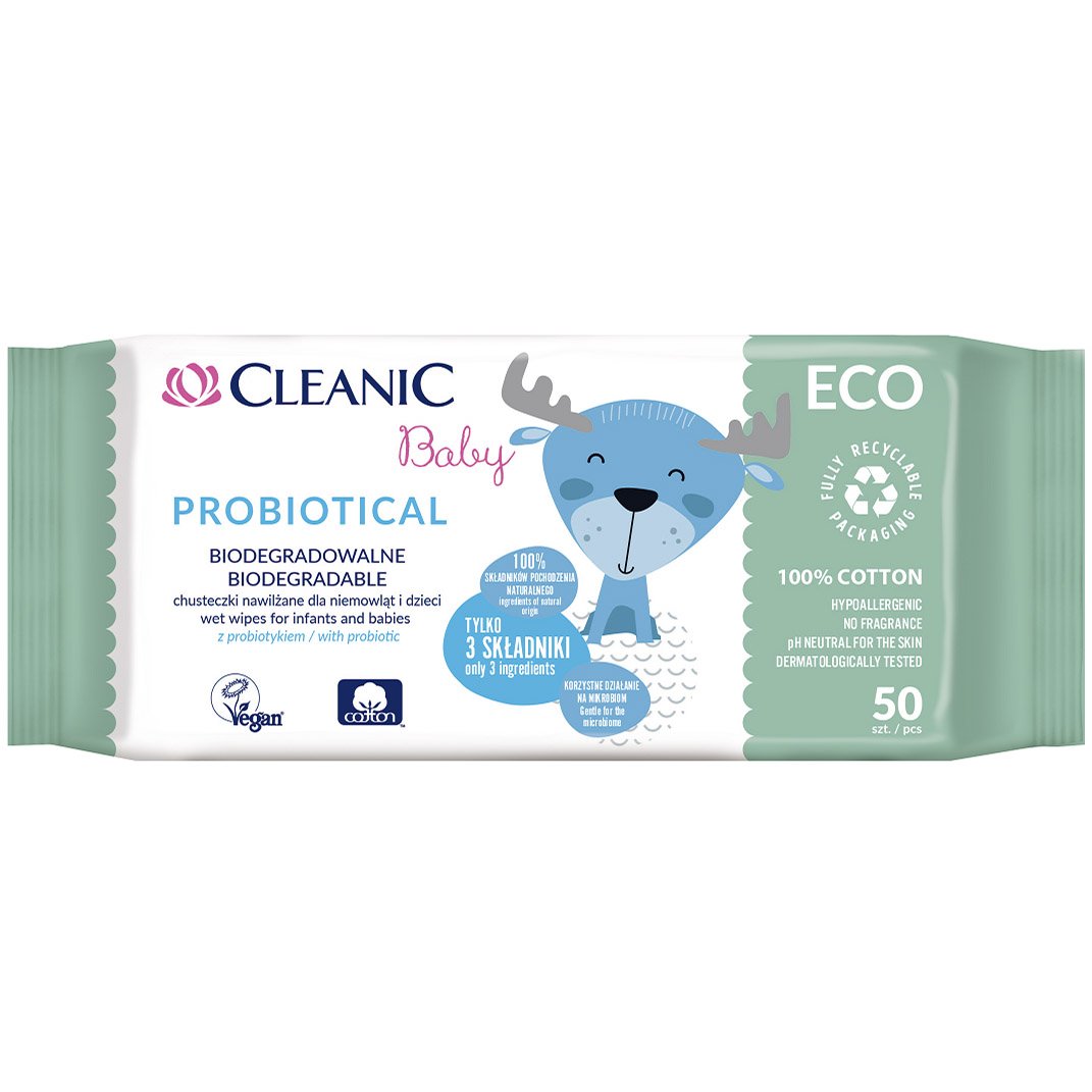 Влажные салфетки Cleanic Baby Eco Probiotical 50 шт. - фото 1