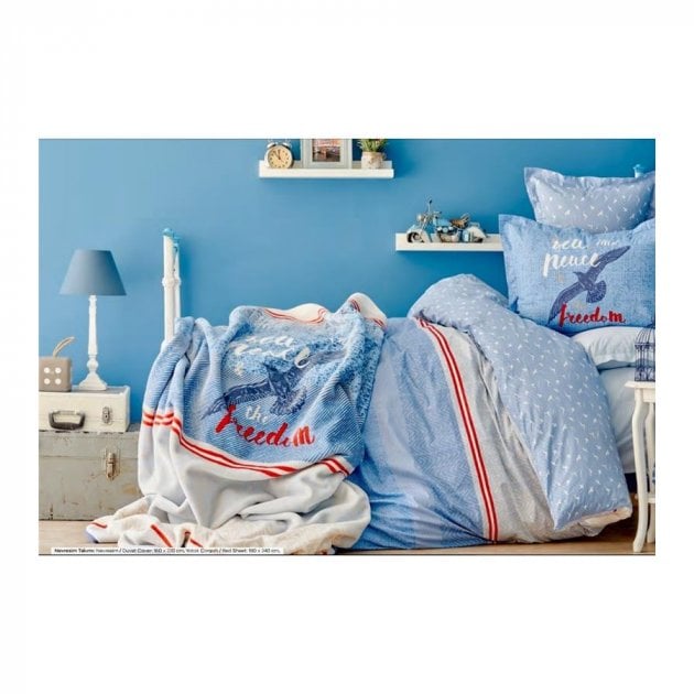 Постельное белье Karaca Home Freedom, ранфорс, подростковое, голубой (svt-2000022254205) - фото 1