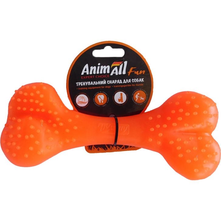 Іграшка для собак AnimAll Fun AGrizZzly Кістка помаранчева 25 см - фото 1