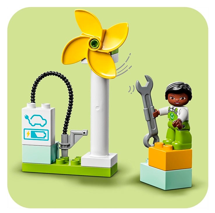 Конструктор LEGO DUPLO Town Ветровая турбина и электромобиль, 16 деталей (10985) - фото 2