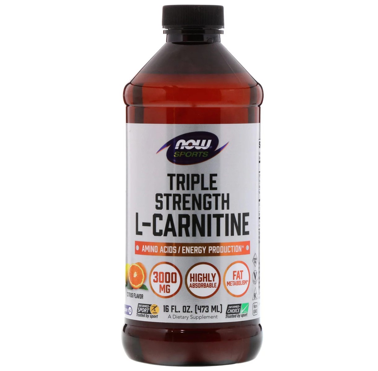 L-Карнітин Now Foods L-Carnitine з цитрусовим смаком 3000 мг 473 мл - фото 1